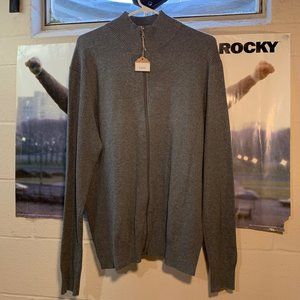 Apt. 9 Soft Heather Grey Full Zip Turtleneck Sweater (Men's Large)
